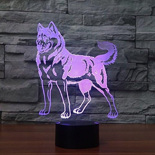 Jinnwell 3d cachorro bulldog lobo animal noite luz 7 alteração de cor led mesa de mesa lâmpada acrílica acrílica Base abdom