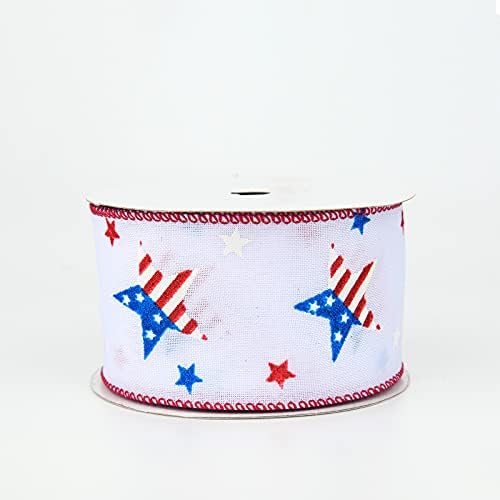 Rolo de fita patriótica, largura de 6 cm de fita de estopa vermelha azul branca, fita decorativa do Dia da Independência para