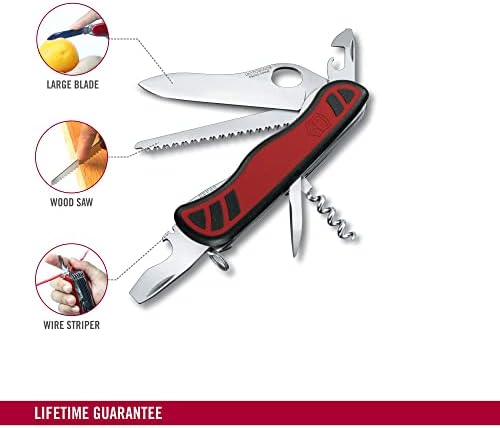 Victorinox Forester m Grip Swiss Army Pocket Knife, grande, multi -ferramenta, 10 funções, serra de madeira, vermelho