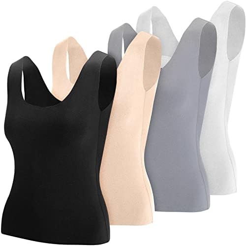 HiCarer 4 peças Tampa térmica Tampa para mulheres Alinhadas de roupas íntimas do pescoço da camada feminina sem mangas sob colete