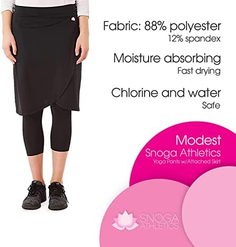 A modesta saia falsa de snoga feminina com leggings cortados - calças de ioga ativas com saia de comprimento médio para exercícios