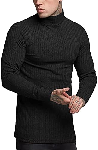 Jozorrero Mock Mock Neck T Camisetas Pullover Alto pescoço Turtleneck Premium algodão suéteres de manga longa para homens
