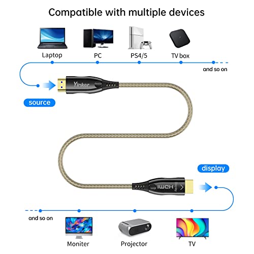 Cabo HDMI de fibra 4K Yinker 200 pés, cabo de fibra óptica 4k 60Hz HDMI 2.0 Cabo uni-Directional suporta 18Gbps 4: 4: 4 Arc HDR