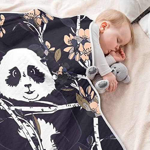 Floral panda unissex fofo manta de bebê para criança cobertor de criança para creche com cobertor de berço de material grosso