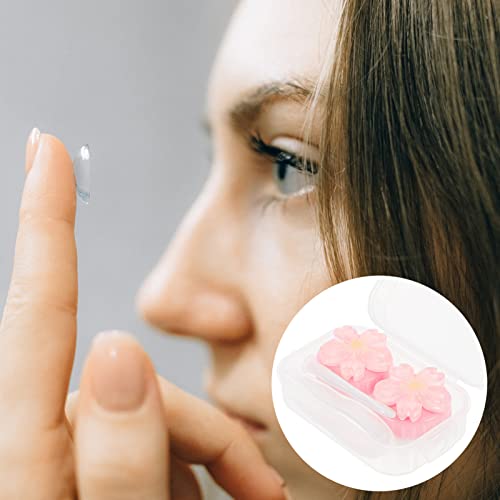 Ultechnovo 9pcs Adorável Travel Eyes Care Square para Soak - Shape compacta Contatos Case Lens Kit Kit Rosa Casos