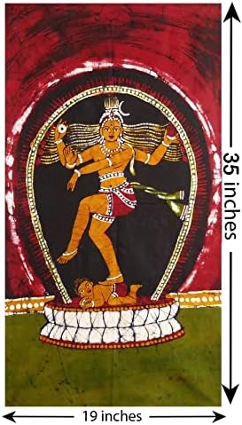 DollSofindia nataraja - dançarina cósmica Shiva - 35 x 19 polegadas - pintura multicolorida Batik em tecido - sem moldura