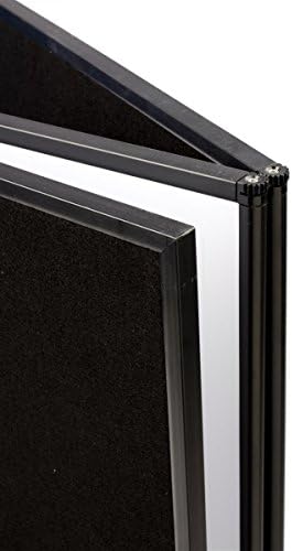 Placa de exibição de 3 painéis Tri Fold, 72 x 36, com gancho preto e tecido receptivo de loop e quadro branco de gravação