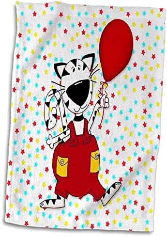 3drose desenho animado gato com balão vermelho e macacão com estrelas - toalhas