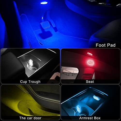 Luzes LED interiores de carro sem fio, maodaner 4pcs 7 cores mini luzes de iluminação de leitura noturna recarregável USB, luzes