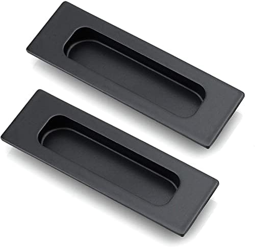 Homotek 2 pacote de armário deslizante maçanetas de porta preta Pull retangular Retinalizações de portas de desvio recuado,