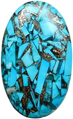 Real-Gems 34,5 ct. Loue Natural Copper Turquesa Brilhante Oval Cut Gemstone, para joias que produzem pedra energética, embrulho