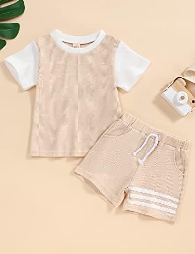 Oklady Toddler Boy Roupas de manga curta Tamas de cor sólidas Camiseta + calça curta 2 PCs roupas de verão para meninos