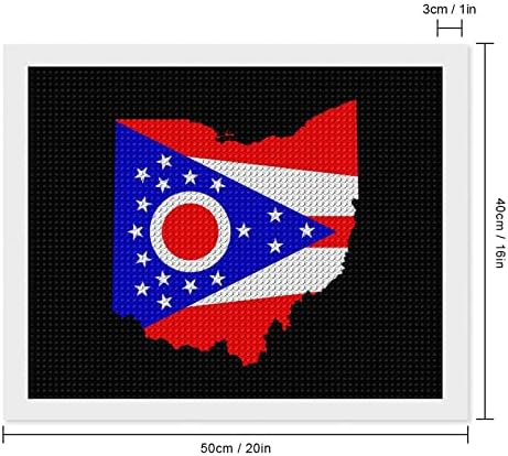 Mapa de bandeira dos kits de pintura de diamante de Ohio 5d DIY Full Drill Rhinestone Arts Decoração de parede para adultos 16