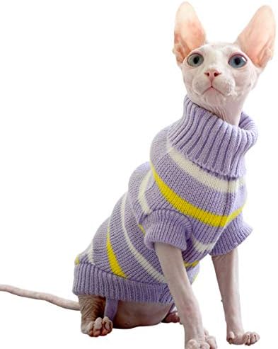 Cats de gatos sem pêlos de pêlos de gato com gola de gola, respirável adorável gato usa roupas de camisa, macacão de pijamas