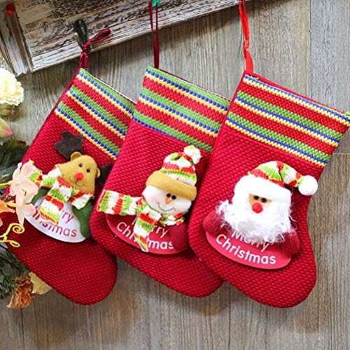 ABAODAM 3PCS Christmas Hallings Sock Saco de doces em forma de Natal Bolsa de presente de meia