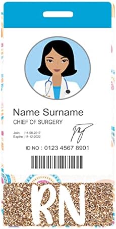 RN Plifal RN Registrado Crachado de enfermagem Buddy Card Acessórios de enfermagem fofa arco -íris colorido idi vertical Nome de