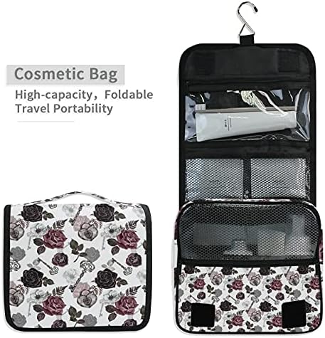 Bolsa de higiene pessoal pendurada Bolsa de viagem de maquiagem floral de estilo gótico para produtos de higiene pessoal