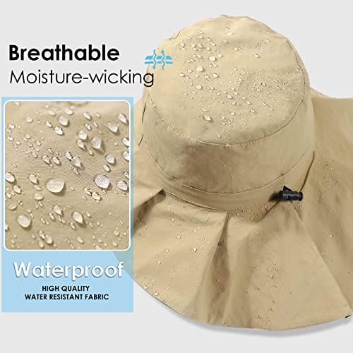 Chapéu de sol à prova d'água para mulheres de verão Proteção UV Chapéu de chuva largo Brim Fluppy Beach Gardening Bucket Hat