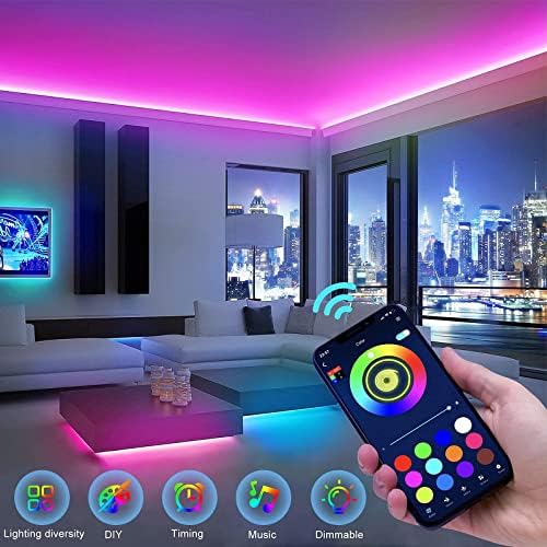 Luzes de LED para quarto, Music Sync LED ROPE LUZES DE APP CONTROLE COM LUZES DE TRANHA DE LED RGB RGB PAR