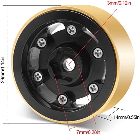 Rodas OgRC 1.0 RC Rodas de beadlock com anéis de roda de bronze aros de roda de 3 mm negativos para 1/18 trx4m 1/24 SCX24