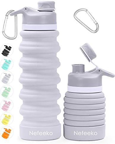 Garrafa de água dobrável nefeeko, 26 onças de silicone garrafas de água dobráveis ​​BPA à prova de vazamento de garrafas de água