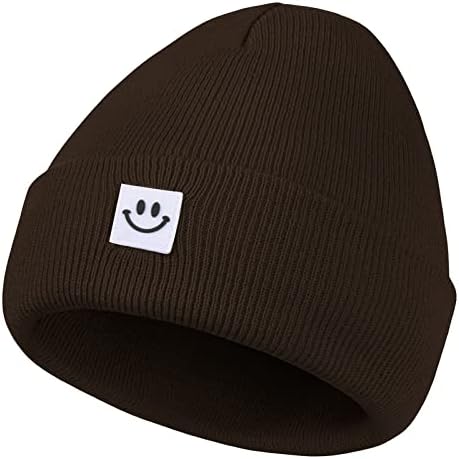 American Trends Beanie Hat for Men Mulheres Smiley Face Beanies Knit Soft fofo Skull Freanie Hats