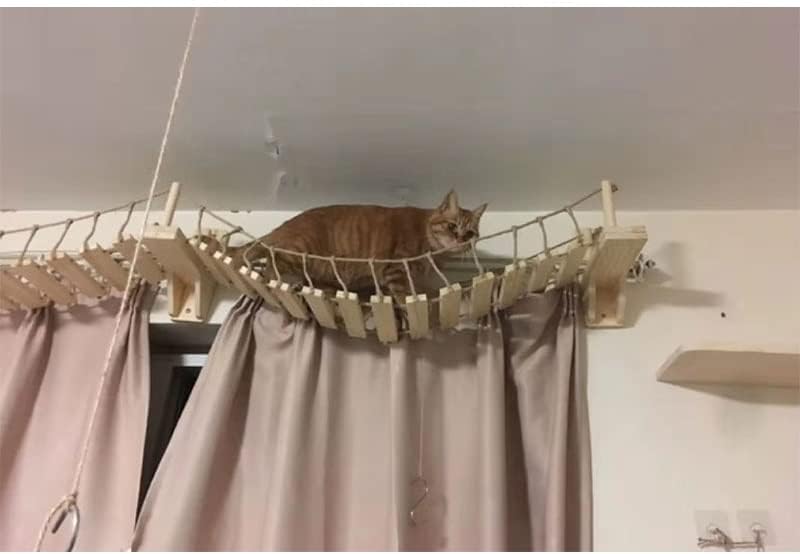 Mgwye 90cm Cat Bridge Salbing Frame Wood Cat Tree House Bed Hammock Sisal arranhando Post Furniture Cat Toy Toy Wall