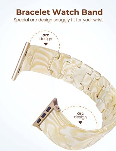 LUROZA RESIN Link Watch Band compatível com Apple Watch Series 8/7/se/6/5/4/3/2/6 Moda feminina