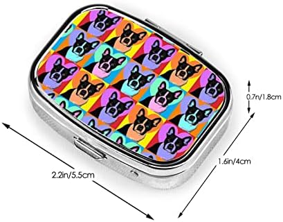 Boston Terrier Pattern Pattern Square Mini Caixa de comprimidos Medicine Organizador de metal Travel Caso portátil de comprimidos