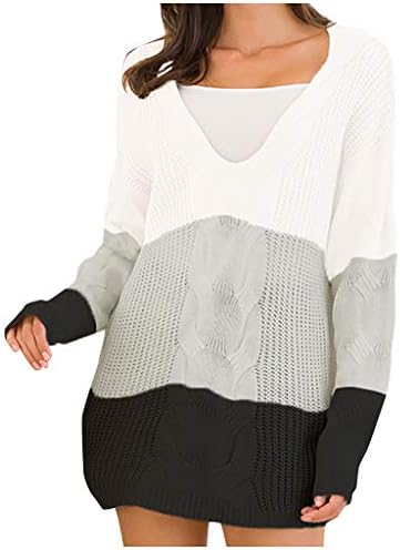 Suéteres de pescoço em V para mulheres de grande tamanho em V Camiseta solta de capota solta de capa solteira solta