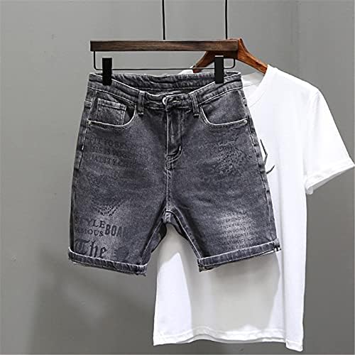 Shorts de jeans masculinos tigre/letra impressão bermuda shorts lavados pernas retas de jeans de jeans lisados ​​shorts para homens
