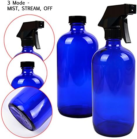 YounGever 6 pacote de 6 pacote de garrafas de spray de vidro azul de cobalto vazias recipientes recicláveis, 16 onças