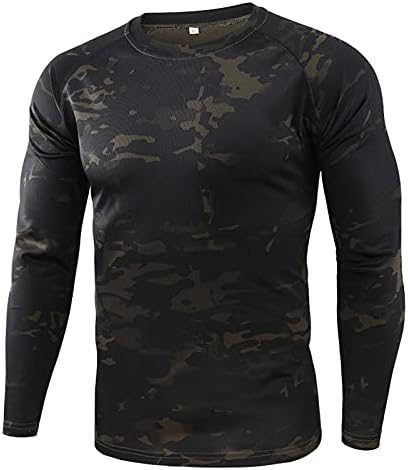 T-shirt de camuflagem masculina de Wocachi, esportes camisas de treinamento de manga longa esportiva