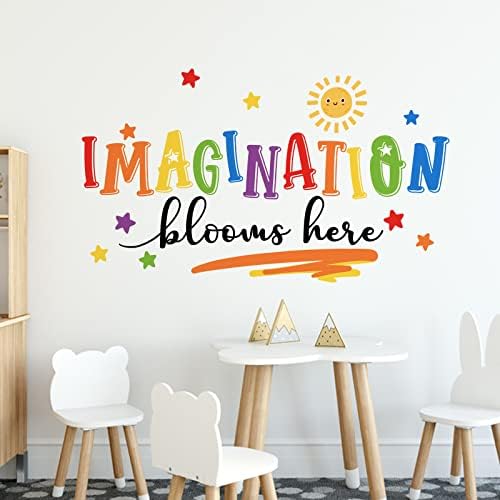Mfault Imagination floresce aqui Adesivos de parede da sala de aula da sala de aula, aquarela Sun Star Baby Garotos Meninas