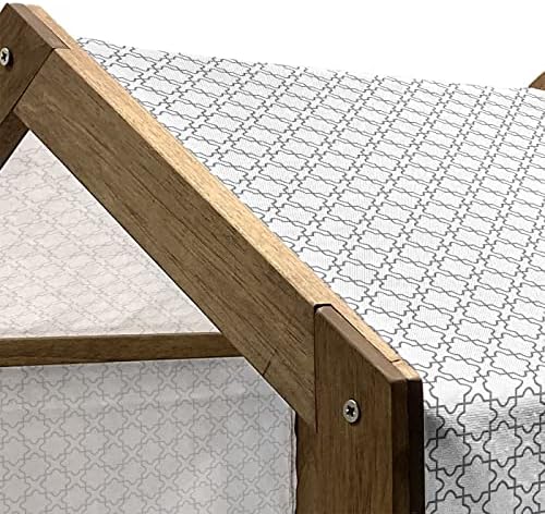 Casa de animais de estimação de madeira geométrica lunarable, design de piso monocromático de motivos de repetição floral