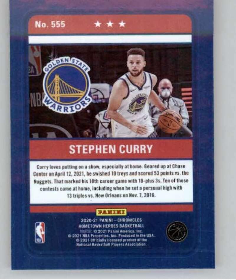 2020-21 Panini Chronicles 555 Stephen Curry Golden State Warriors NBA Basketball Trading Card