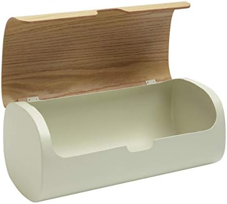 Legnoart Clibano Metal Bread Box com tampa de carvalho de fechamento de formato liso
