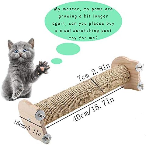 Kathson Cat Scratching Post, gaiolas de gato pólo de arranhões de madeira natural com garras de gato sisal brinquedo