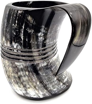 5Moonsun5 Viking da caneca de chifre de chifre artesanal Cálice de copo de boi artesanal - bebida hidromel e cerveja com bronze