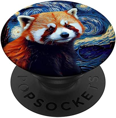 Starry Night Famous Painting Style Red Panda Popsockets Swappable PopGrip