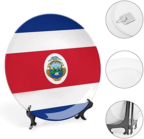 Costa Rica Rican Bandeira Design vintage Placa de decoração China com stand placa decorativa redonda Home Wobble-Plate