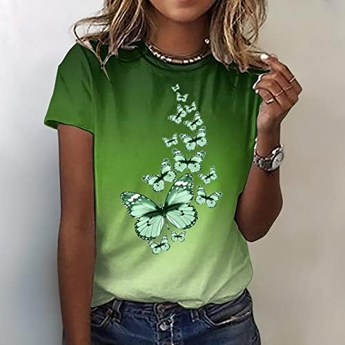 Camisa do dia do dia do dia da mulher do dia do CGGMVCG Camisa fofa de borboleta feminina tampa de manga curta St Patricks Tops para