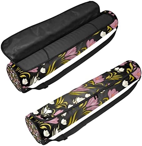 Bolsa de tapete de ioga ratgdn, padrão floral Exercício de ioga transportadora de tape