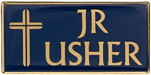 Badge Junior Usher Pin-Back for Church Blue Gold