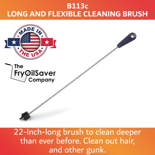FRYOILSAVER CO, B113C, escova de limpeza de drenagem longa, comprimento 22 , ferramenta de limpeza super flexível, escova de removedor