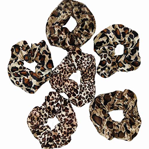 6 PCs Scrunchies para cabelos Cheetah Cabelos de cabelo estampares Scrunchie Animal Print Velvet Leopard Bow Women Lepord Clipes
