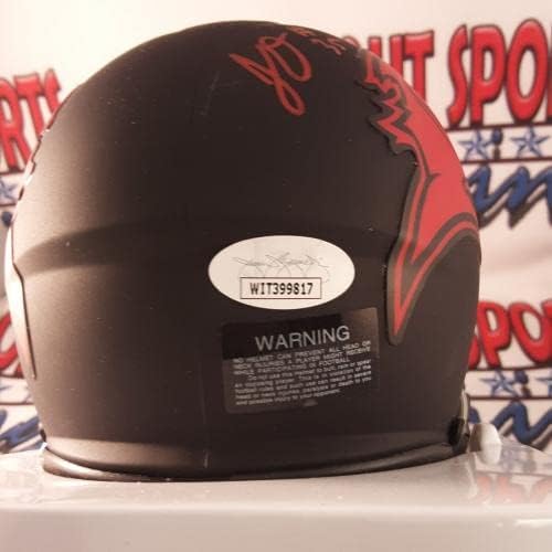 Jamel Dean Authentic assinou o mini capacete autografado JSA. - Capacetes NFL autografados