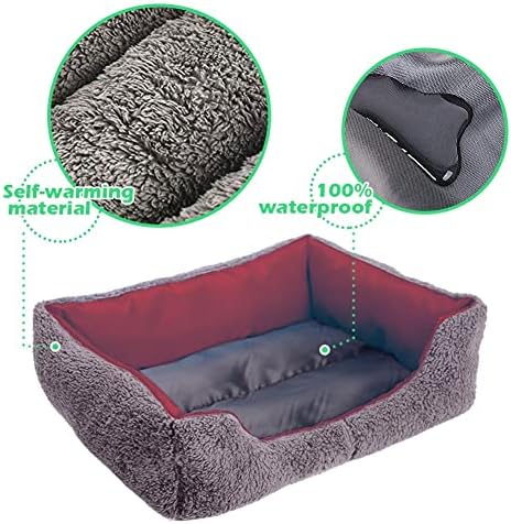 Cama de cães de animais de estimação de Barelove, cama lavável de cesta de animais retangulares, forro durável e 100 % à prova