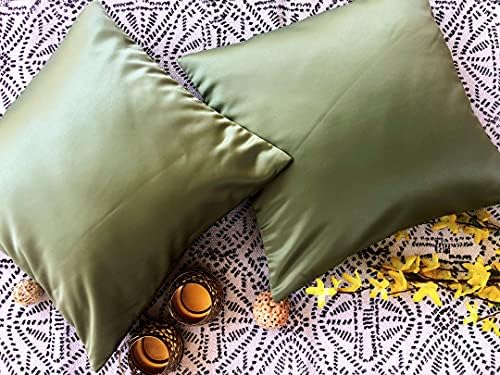 Craftbot Capas de travesseiro de cetim de qualidade pesada - verde sálvia - conjunto de capas de travesseiro decorativo