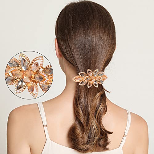 Sankuwen Floral Rhinestone Hairpin Clipe de cabelos de cabelo cristalino de luxo